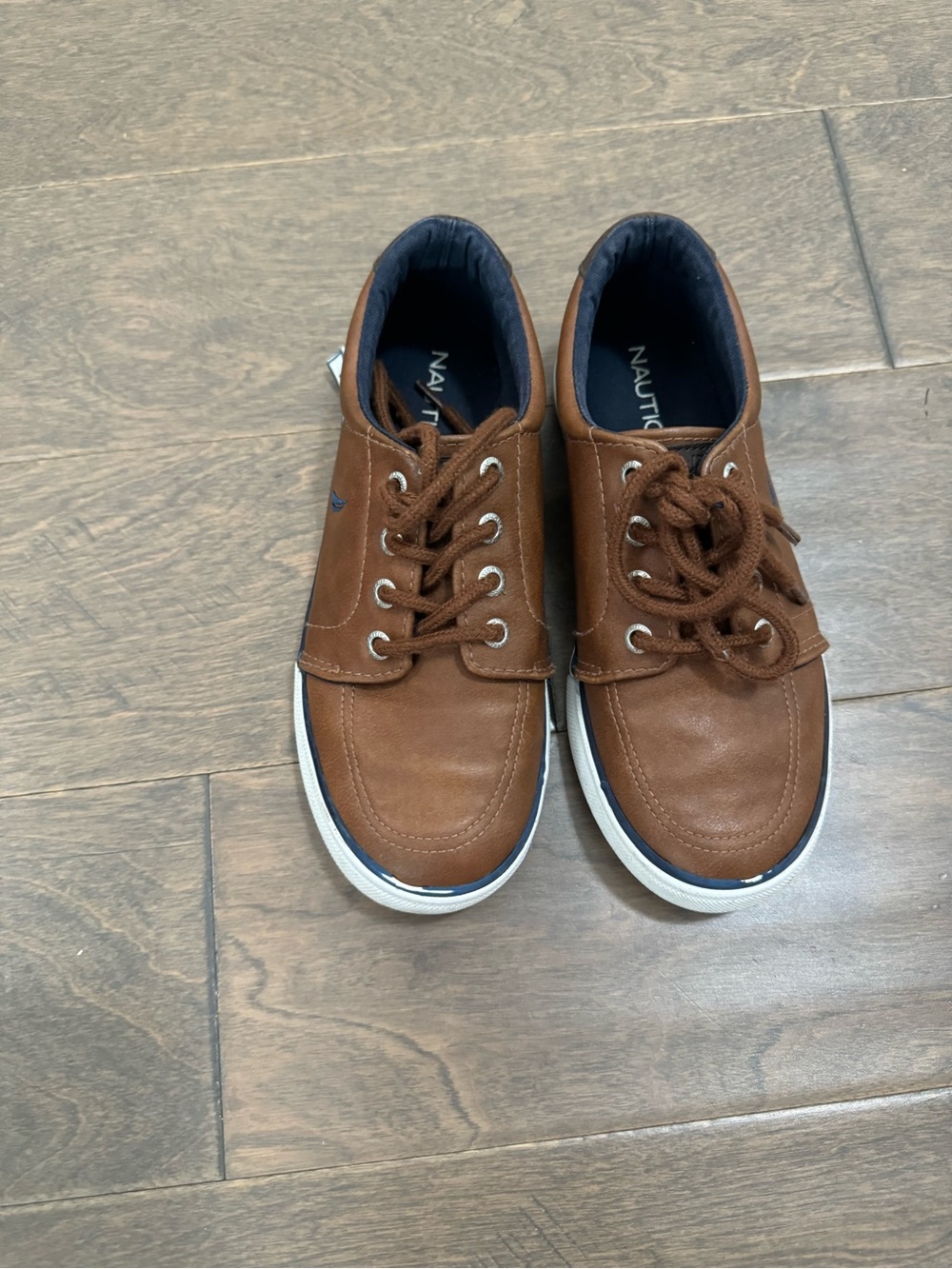 Nautica Kids Brown Boat Shoes with Navy Trim